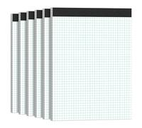 Bloc de notas A4 cuadriculado, 6 bloc de notas cuadriculado A4, 30 hojas/60 páginas, A4, cuadriculado con borde, 70 g/m², cuadriculado para bloc escolar, papel encolado, papel