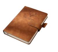 Bloc de notas A5 súper grueso con cubierta de cuero simple y grueso, botón marrón