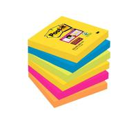 Post-it Bloc de notas adhesivas Super Sticky 76x76 mm 90 hojas Paquete 6 Colección Carnival