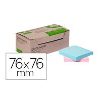 Bloc de notas adhesivas quita y pon q-connect 76x76 mm 100% papel reciclado colores pasteles en caja de carton - KF17324