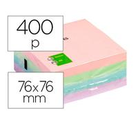 Bloc de notas adhesivas quita y pon q-connect 76x76 mm pastel con 400 hojas - KF01347