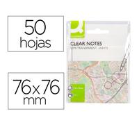 Bloc de notas adhesivas quita y pon q-connect 76x76 mm removible plastico translucido blanco 50 hojas - KF10370