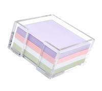 Bloc de notas adhesivo colorido de hoja grande en recipiente de plástico transparente, diseño multicolor para una gestión eficiente de espacios de trabajo