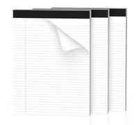 Bloc de notas blanco A4 con reglas legales, 3 unidades de bloc de notas legales A4, bloc de notas estrecho a rayas, 30 hojas por bloc de notas para trabajo, estudio, diario lista