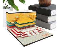 Bloc de notas con calendario artístico, nota 3D de la ciudad prohibida para decoración elegante de oficina, tallado detallado con cubierta acrílica, organizador de notas adhesivas para mesa y estudio