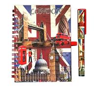 Bloc de notas con la bandera británica, cuaderno y bolígrafo de London Souvenir con bandera británica, juego de regalo del Big Ben Inglaterra, libro estacionario, famosos iconos de Londres, bolígrafo