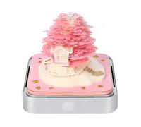 Bloc de notas de calendario 2026, arte tallado en papel 3D, calendario de escritorio con luz, decoración creativa de escritorio para amigos, colegas (pink tree house, 1pcs)