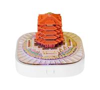 Bloc de notas de escultura de papel 3D de torre de grulla amarilla, 183 hojas, bloc de notas extraíble con cubierta antipolvo acrílica, kit de modelo de arquitectura china, arte de escritorio único y