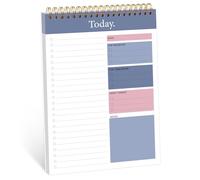 Bloc de notas de lista de tareas, planificador diario, sin fecha, 52 hojas, arrancable, 6.5 x 9.8 pulgadas, organizador de productividad con horario por hora para tareas