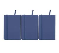 Bloc de notas de negocios PU A6, correa de tapa dura, agenda, papelería, suministros escolares y de oficina, 3 uds. (Azul)
