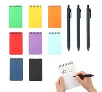 Bloc de notas en espiral A7 8 unidades colores surtidos con tapa dura y 3 bolígrafos negros, cuaderno pequeño de bolsillo 3x5 pulgadas para oficina, escuela y uso diario