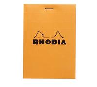 Bloc de notas grapado y microperforado Rhodia, DIN A5, 14,8 x 21 cm, 150 hojas, 80 g, cuadrícula naranja, 4 unidades, color naranja 8,5 x 12 cm