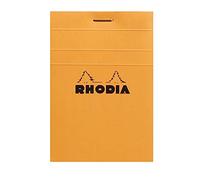 Bloc de notas grapado y microperforado Rhodia, DIN A5, 14,8 x 21 cm, 150 hojas, 80 g, cuadrícula naranja, 4 unidades, color naranja 7,4 x 10,5 cm