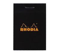 Bloc de notas grapado y microperforado Rhodia, DIN A5, 14,8 x 21 cm, 150 hojas, 80 g, cuadrícula naranja, 4 unidades, color negro 5,2 x 7,5 cm