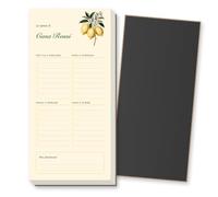 Bloc de notas magnético para lista de la compra personalizado con apellido, 60 hojas de 10 x 21 cm, imán en todo el reverso, bolígrafo incluido, bloc de notas frigoríficos. (limones)