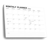 Bloc de notas mensual, planificador mensual sin fecha con 52 hojas, lista de tareas de escritorio para calendarios y organizadores, 21 cm x 29,7 cm, 52 hojas