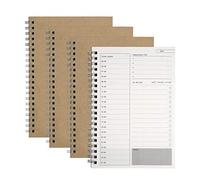 Bloc de Notas para Planificador Diario Manuales de Gestión del Tiempo para Hacer la Lista Cubierta de Kraft Marrón Cuaderno de Plan en Espiral, 100 Páginas / 50 Hojas, 19 x 13 cm (4 Piezas)