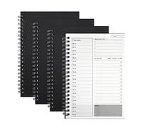 Bloc de Notas para Planificador Diario Manuales de Gestión del Tiempo para Hacer la Lista Cubierta de Tarjeta Negro Cuaderno de Plan en Espiral, 100 Páginas/50 Hojas (4 Piezas)