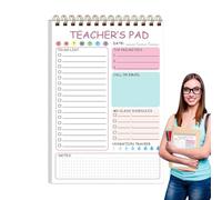 Bloc de notas para profesores, 50 hojas para enseñar listas de tareas, 180 g, planificador diario de notas, motivación y estación imprescindible para aula, , 5,8 x 8,3 pulgadas