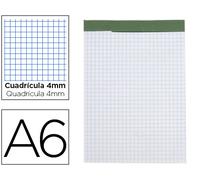 Bloc notas liderpapel cuadro 4 mm a6 80 hojas 60 g/m2 perforado sin tapa pack 10 unidades
