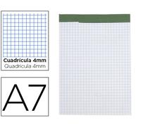 Bloc notas liderpapel cuadro 4 mm a7 80 hojas 60 g/m2 perforado sin tapa