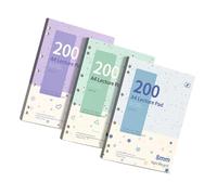 Bloc de notas rayado con 200 páginas, luz azul claro | Amplia zona de escritura y agujeros perforados para el aula, estudio, registros de trabajo, tareas diarias