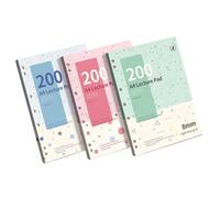 Bloc de notas rayado con 200 páginas, pin de luz azul claro | Amplia zona de escritura y agujeros perforados para el aula, estudio, registros de trabajo, tareas diarias