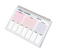 Bloc de notas semanal con cubierta de polipropileno con espirales para seguimiento de tareas diarias y diseño resistente al agua, planificador de escritorio con casillas de verificación, bobina de