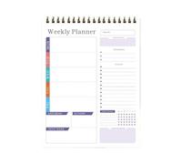Bloc de notas semanal con espiral sin fecha, agenda semanal, para escuela, negocios, universidad, biblioteca, estudio, hogar, cocina, sala de estar