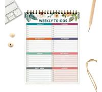 Bloc de notas semanal | Organizador de horario de trabajo en espiral sin fecha | Organizador semanal, para sala de estar, escuela, negocios, universidad, biblioteca, estudio, hogar, cocina