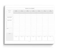 Bloc de notas semanal por hora, planificador diario, agenda semanal, bloc de notas de lista de tareas, planificador de TDAH, 50 hojas extraíbles sin fecha, A4 (mono)