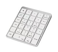 Bloc de números Bluetooth, teclado numérico inalámbrico USB de 28 teclas, mini teclado numérico portátil de contabilidad financiera recargable para computadora portátil de escritorio, PC blanco