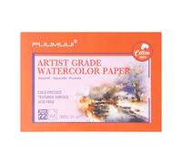 Bloc de papel de acuarela A5-22 hojas, 100 % algodón, 300 g/m², prensado en frío, sin ácidos, 4 caras, papel de acuarela premium DIN A4, ideal para acuarelas, dibujo, lettering, color blanco natural