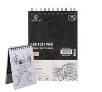 Bloc de papel de bocetos, cuadernos de bocetos y cuadernos - Cuaderno de bocetos de tapa dura con encuadernación en espiral,Suministros de pintura sin ácidos, 24 hojas para estudiantes, artistas