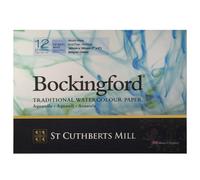 Bloc de papel para acuarela St. Cuthberts Mill Bockingford - Papel blanco de acuarela de 18 x 12,7 cm para artistas - 12 hojas de papel de acuare