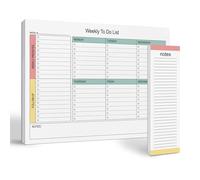 Bloc de planificación semanal grande y bloc de notas a juego, 52 hojas de tamaño carta, 8.5 x 11 pulgadas, planificador semanal sin fecha, horario diario, lista de prioridades semanales, para el