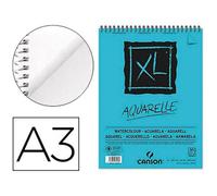 Bloc dibujo acuarela canson xl aquarelle grano fino din a3 microperforado espiral 29,7x42 cm 30 hojas 300 gr