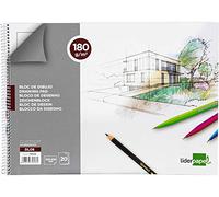 Bloc dibujo liderpapel lineal espiral 230x325mm 20 hojas 180 g/m2 con recuadro perforado