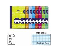 BLOC ESPIRAL Lamela cuadrovia 3mm A4 pack 5u/10U Cuaderno colores surtidos aleatorios no repetidos tamaño folio con tapa de carton flexible blanda 80 hojas. Bloc espiral tamaño Folio 80 hojas.70 G