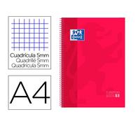 Bloc Espiral Oxford Tapa Extradura Microperforado Din A4 80 Hojas Cuadros 5Mm Color Rojo