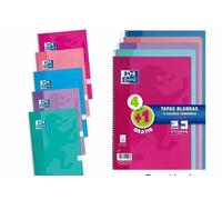 BLOC ESPIRAL PACK 4+1 CUADERNOS CON ANILLAS OXFORD A4 TAMAÑO FOLIO TAPA BASICA Y FORRADA EXTRADURA 80 H. 90 G. CUADRÍCULA 4 MM CALIDAD DE CONFIANZA