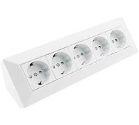 Bloc multiprise 5 prises d'angle 230 V - Prise de cuisine avec 5 prises - Montage sous plan de travail et d'angle - Blanc