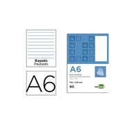 Bloc notas liderpapel horizontal a6 80 hojas 60g/m2 perforado