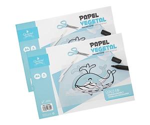 BLOC PAPEL VEGETAL TRANSPARENTE QUIJOTE PAPER WORLD - Papel vegetal transparente, tamaño A4, 12 Hojas, 21x29,7cm, para manualidades - Pack 2 Uds