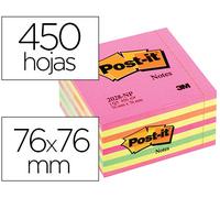 Post-It 2028NP Notas, Color Rosa/Naranja/Fucsia/Verde/Amarillo, 76 x 76 mm