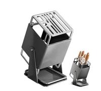 Blocco Coltelli Cucina - 24,5x16x12cm Portacoltelli 9 Fori Acciaio | Rastrelliera Posate Ispessita Rotazione 30° | Organizzatore Contenitore Per Coltelli Da Cucina Sul Piano Di Lavoro