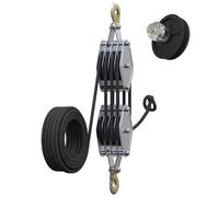 Block and Tackle - Polea de resistencia a la rotura de 4400 libras, polea de cuerda de 65 pies, rodamiento de metal mejorado, sistema de polea de potencia de elevación 7:1, polea para levantar objetos
