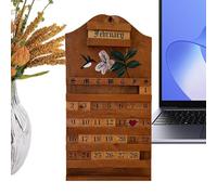 Block Calendar For Desk - Wooden Perpetual Hummingbird Carving Date Display |Designed For Reusability, This Date Display Is Perfect For Organizing Your Schedule Year After Year. Its Farmhouse-inspired
