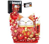 block!t Bloques de sujeción con LED para gatos angulares, amuleto de la suerte para el éxito, la prosperidad y el nuevo comienzo, 868 bloques de construcción compatibles, regalo significativo y