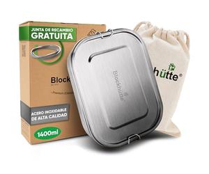 Blockhütte Fiambrera Acero Inoxidable con Compartimentos 1400ml - Lunch Box Adultos Infantil y Adulto, Bento Box para Niños y Trabajo - Tartera infantila Hermetica Camping - Sin BPA